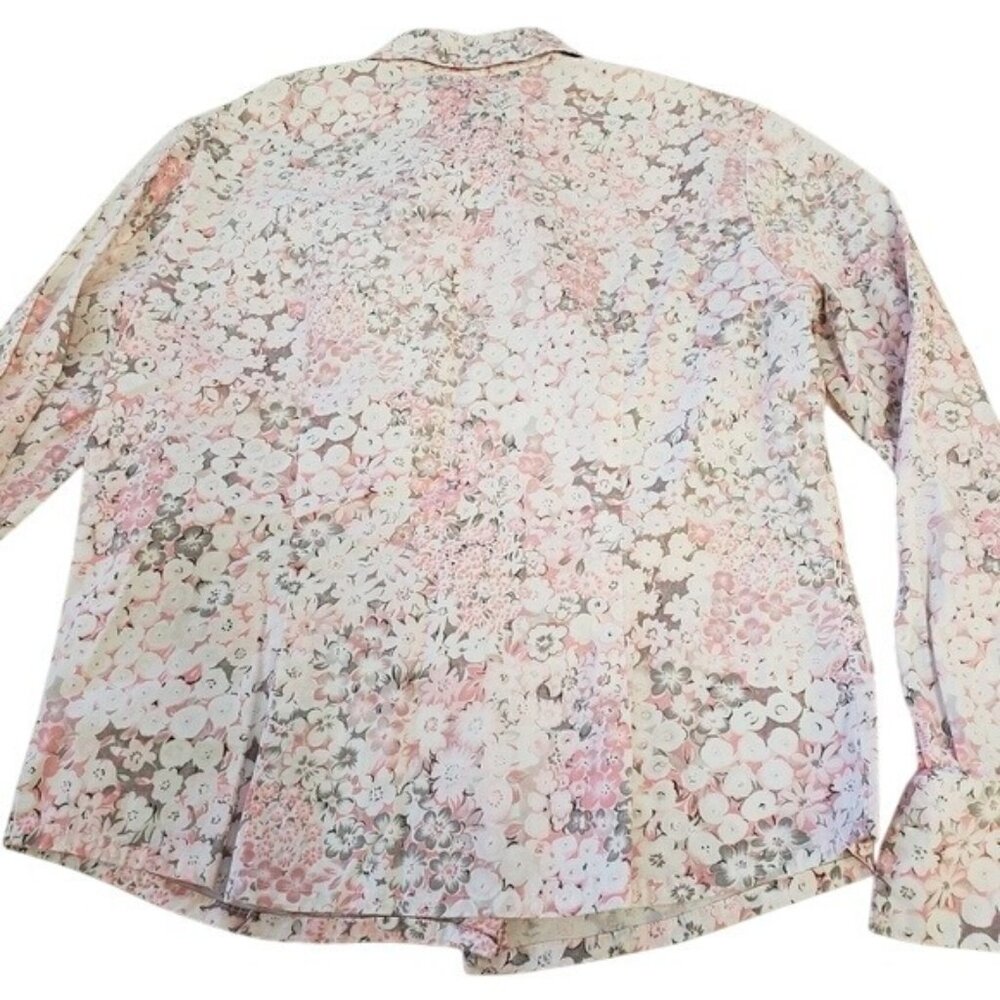 Olsen Europe Womens Pink Floral Button Up Top Size 6 - Picture 2 of 5